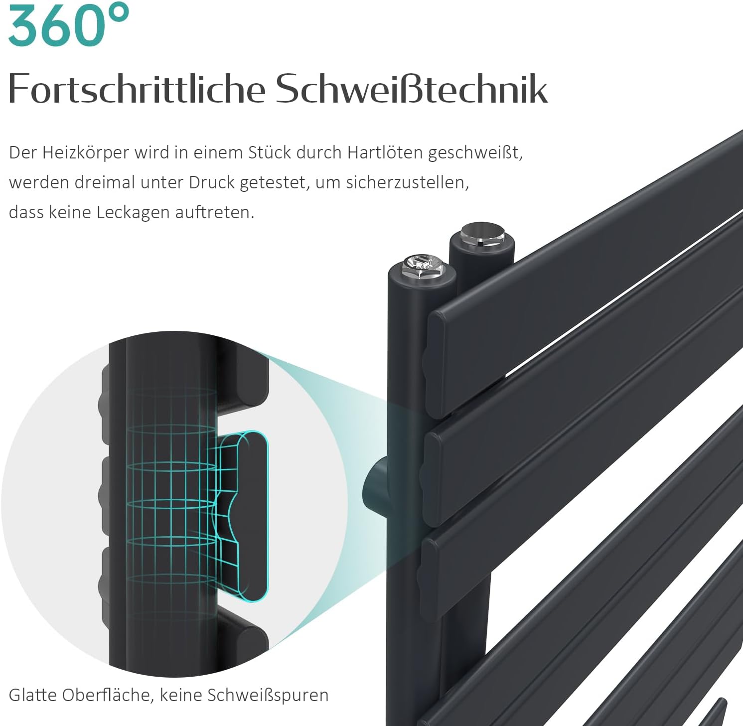 EMKE Handtuchheizkörper Elektrisch 762x500 mm, Flach Badheizkörper Handtuchhalter Elektrisch, Elektrischer Handtuchwärmer Handtuchtrockner Handtuchheizung mit Thermostat und Heizstab, 400W Anthrazit