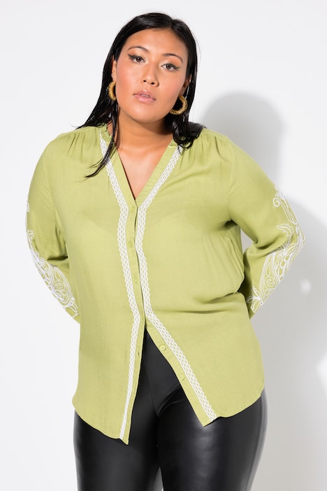 Bluse, Loose Shape, Stickereien,