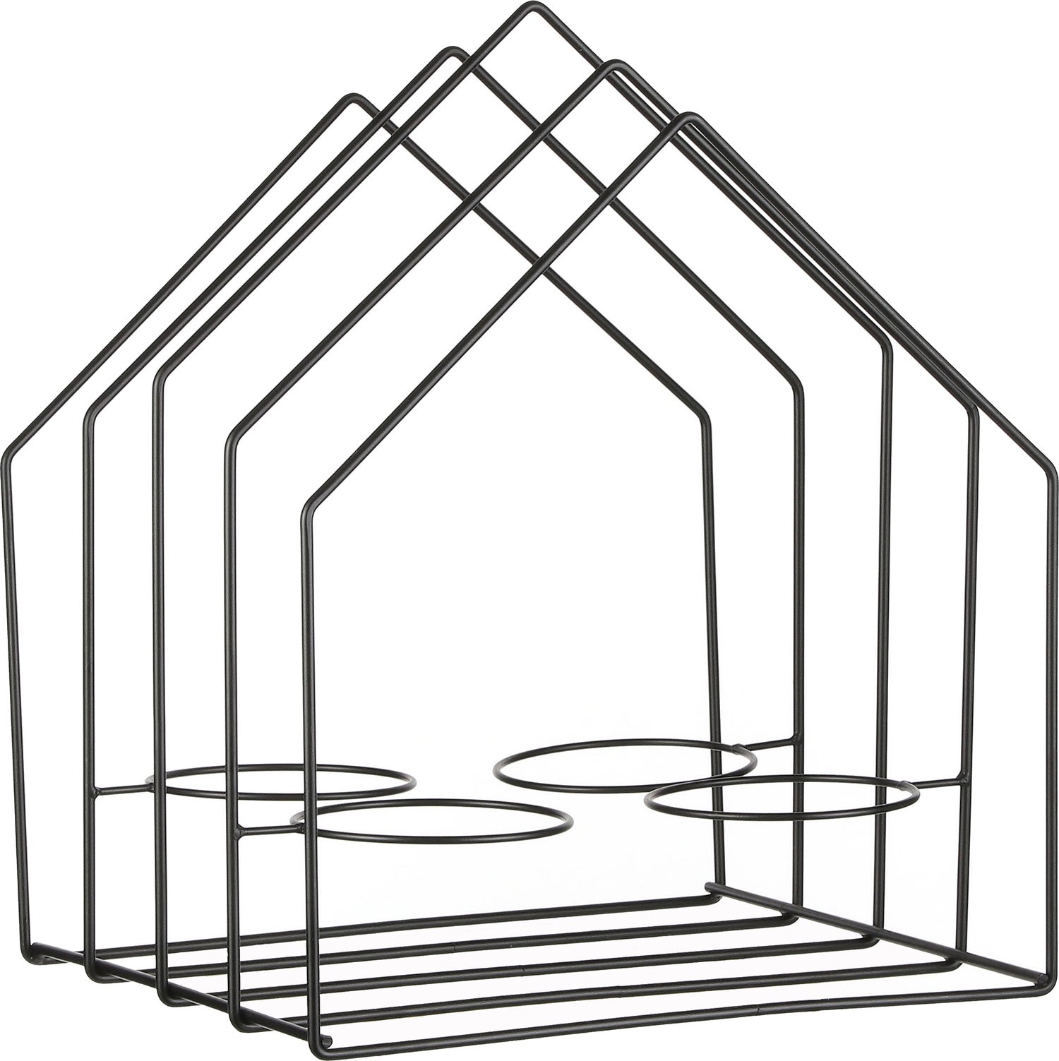 Mica Decorations pothouder huis zwart 34 x 29 x 40 cm