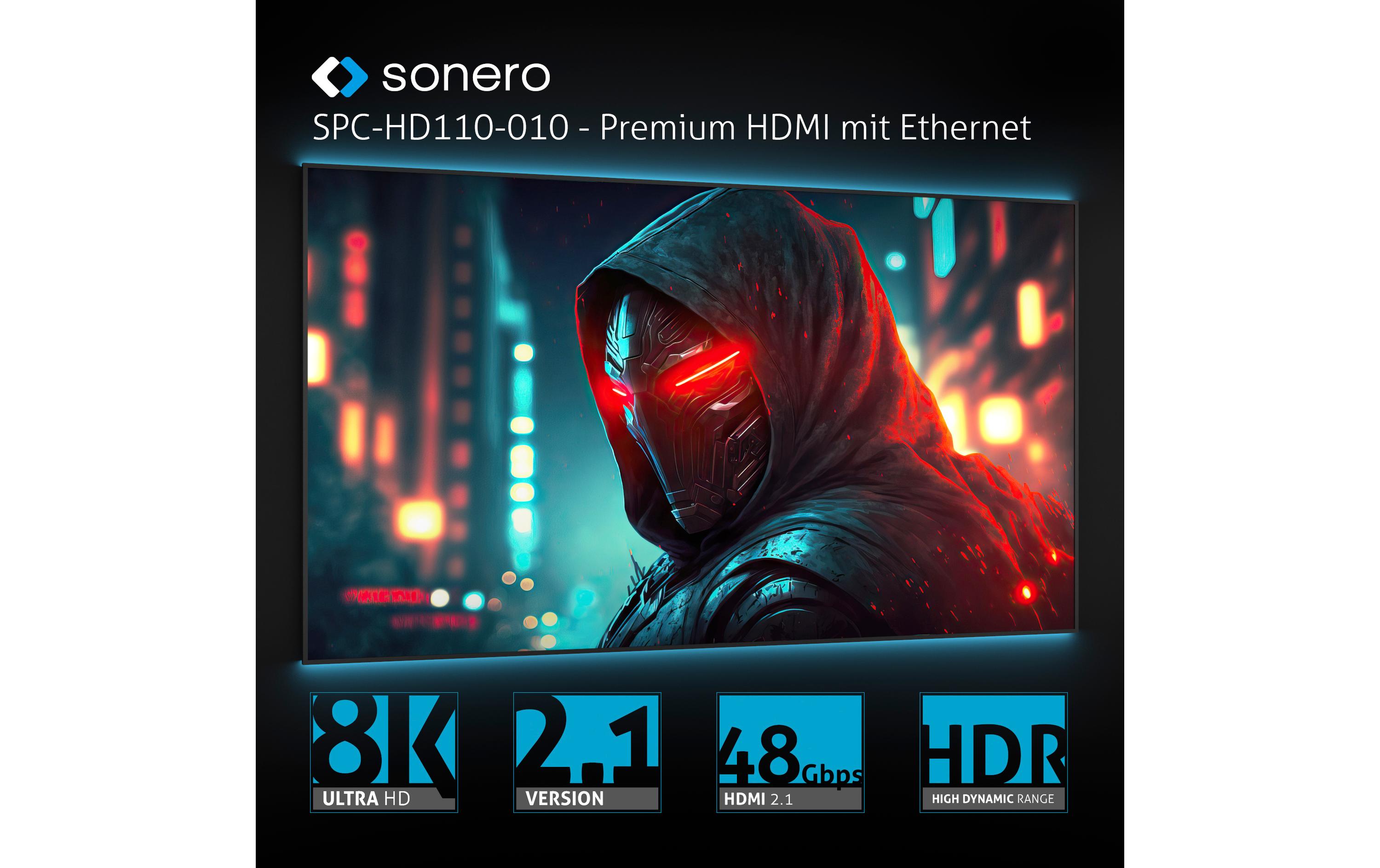 Kabel 8K HDMI - HDMI, 1 mHDMI auf HDMI Kabel - 8K60 - grau/blau - 1.00m