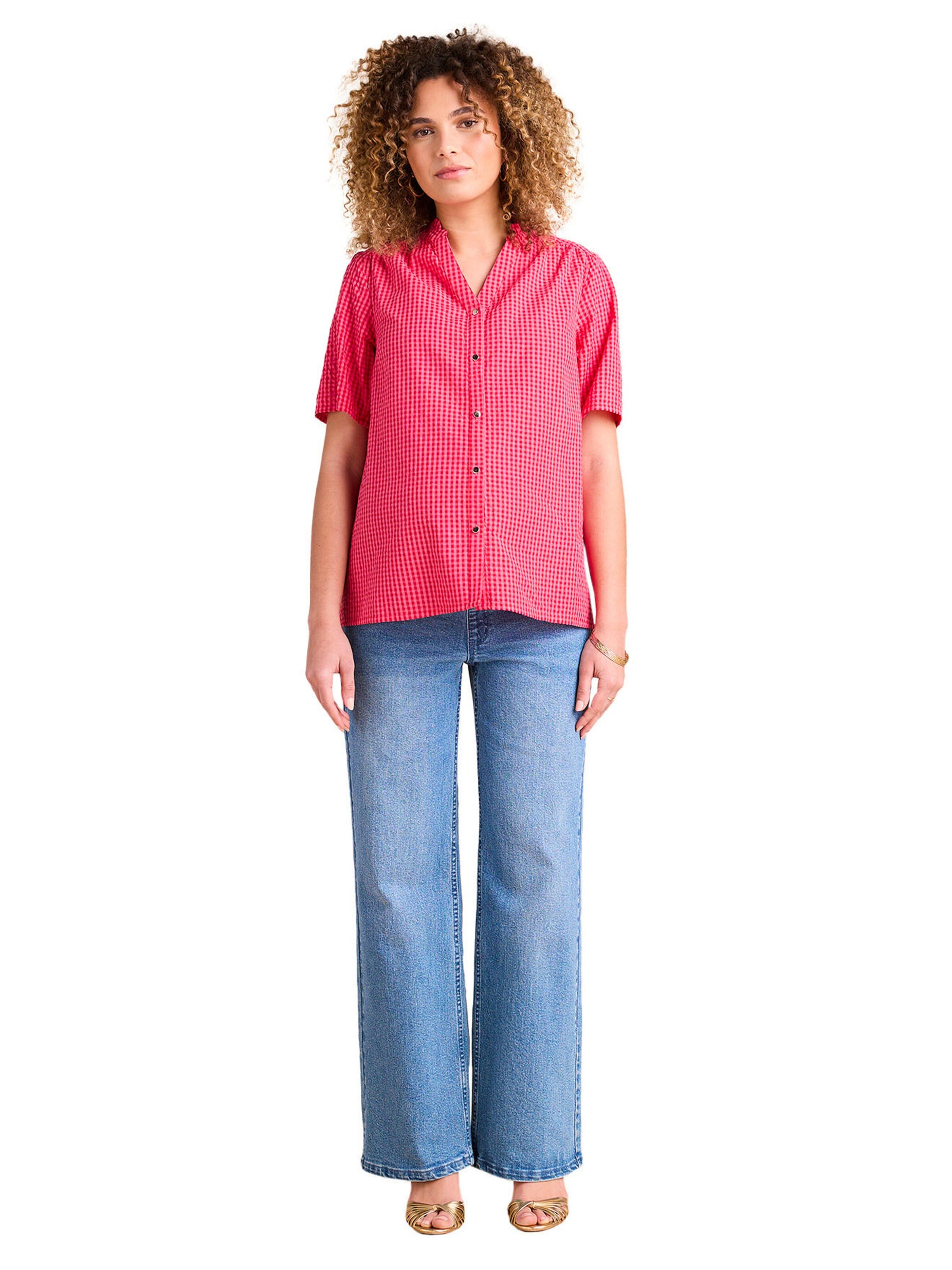 Envie de Fraise Seersucker-Hemdbluse für Schwangerschaft und Stillzeit rosa