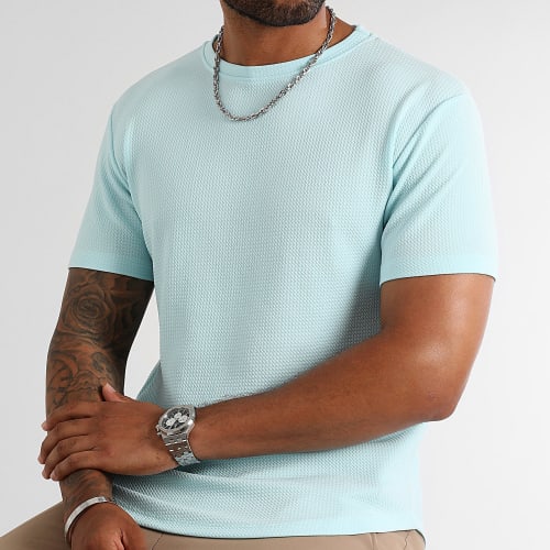 Tee Shirt Texturé Waffle 0409 Vert Menthe