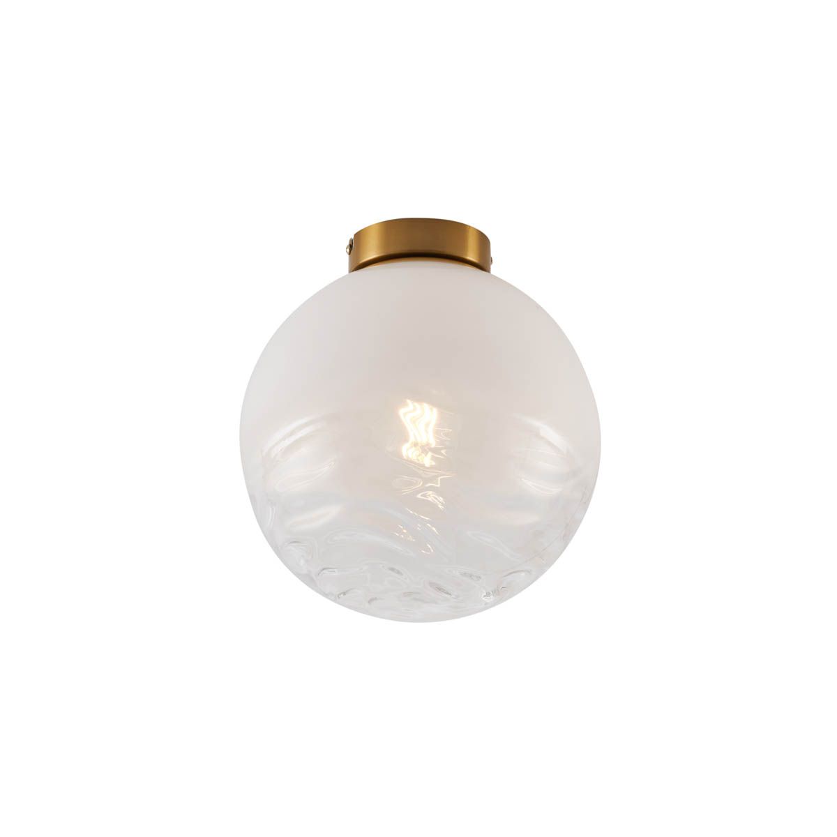 Design plafondlamp messing met wit fading glas - Pillon
