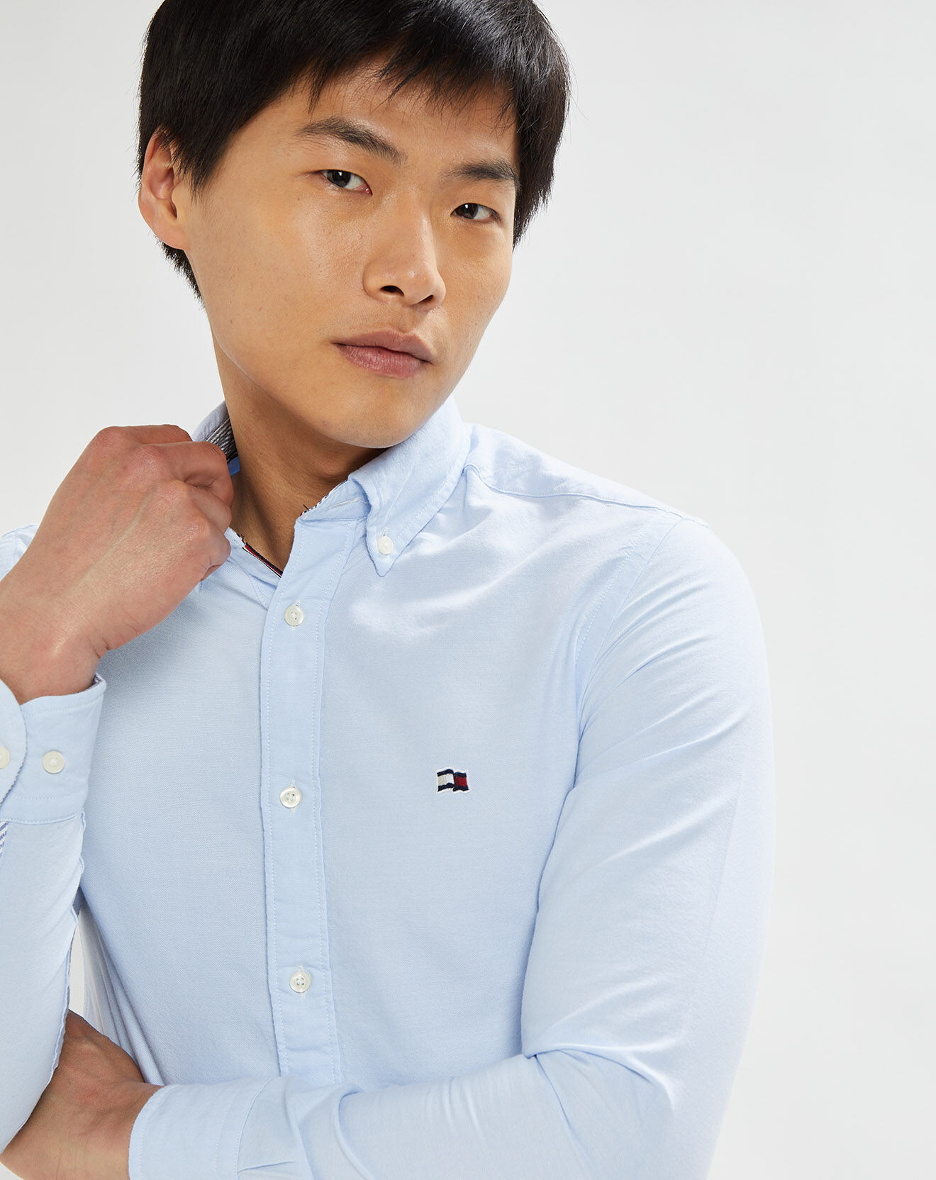 Tommy Hilfiger Chemise 100% Coton Bio slim fit classic oxford bleu ciel