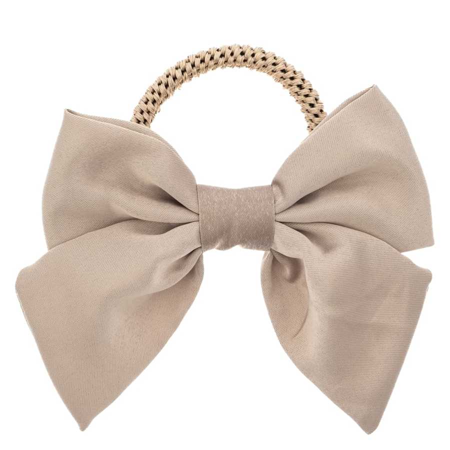 DARK Satin Bow Hair Tie Taupe
