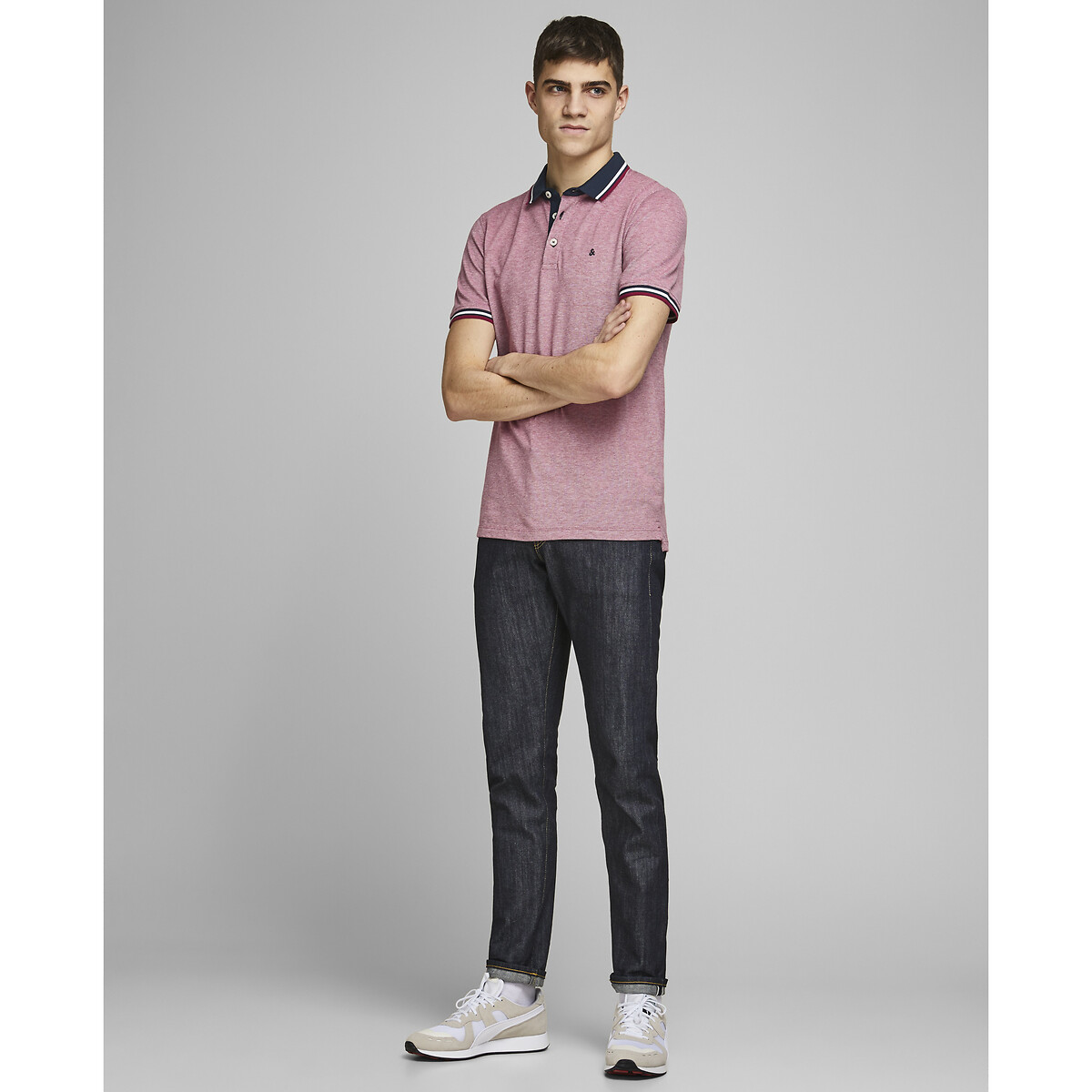 JACK & JONES<br>Camisa polo de manga curta em malha piqué