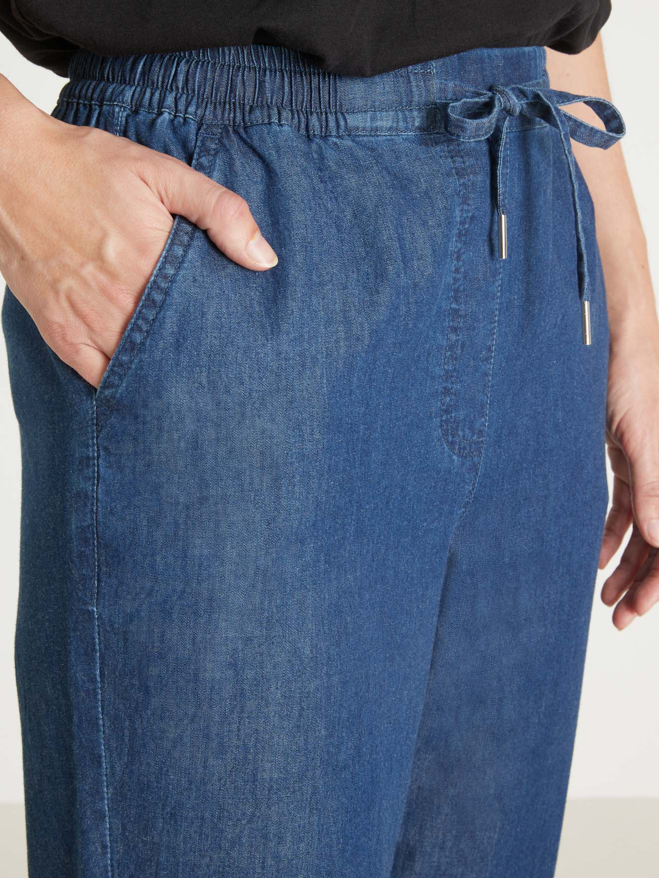 Pantacourt élastiqué en chambray