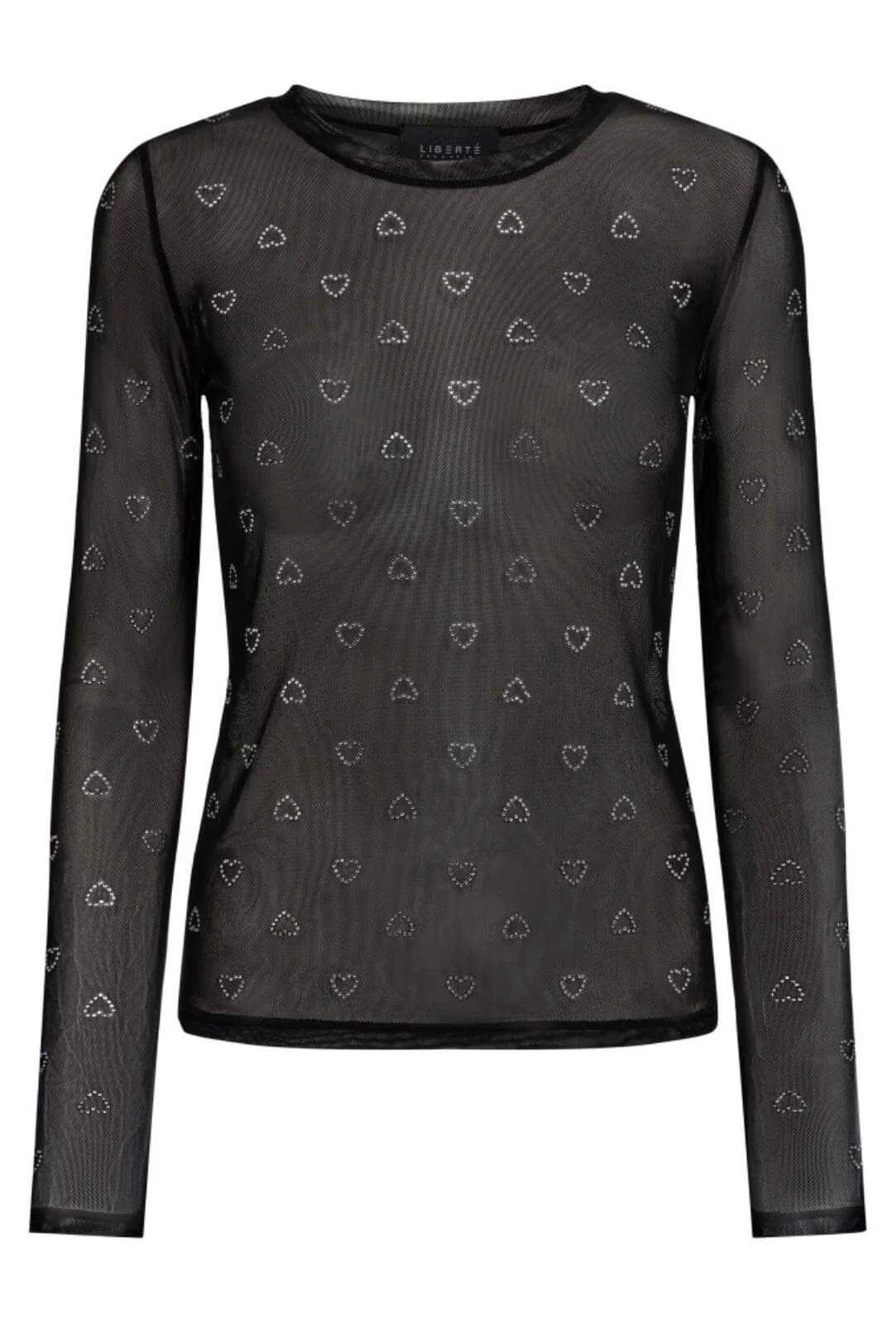 Liberte Mesh-Ls-Sparkle-Tshirt 22134 black heart diamond dot