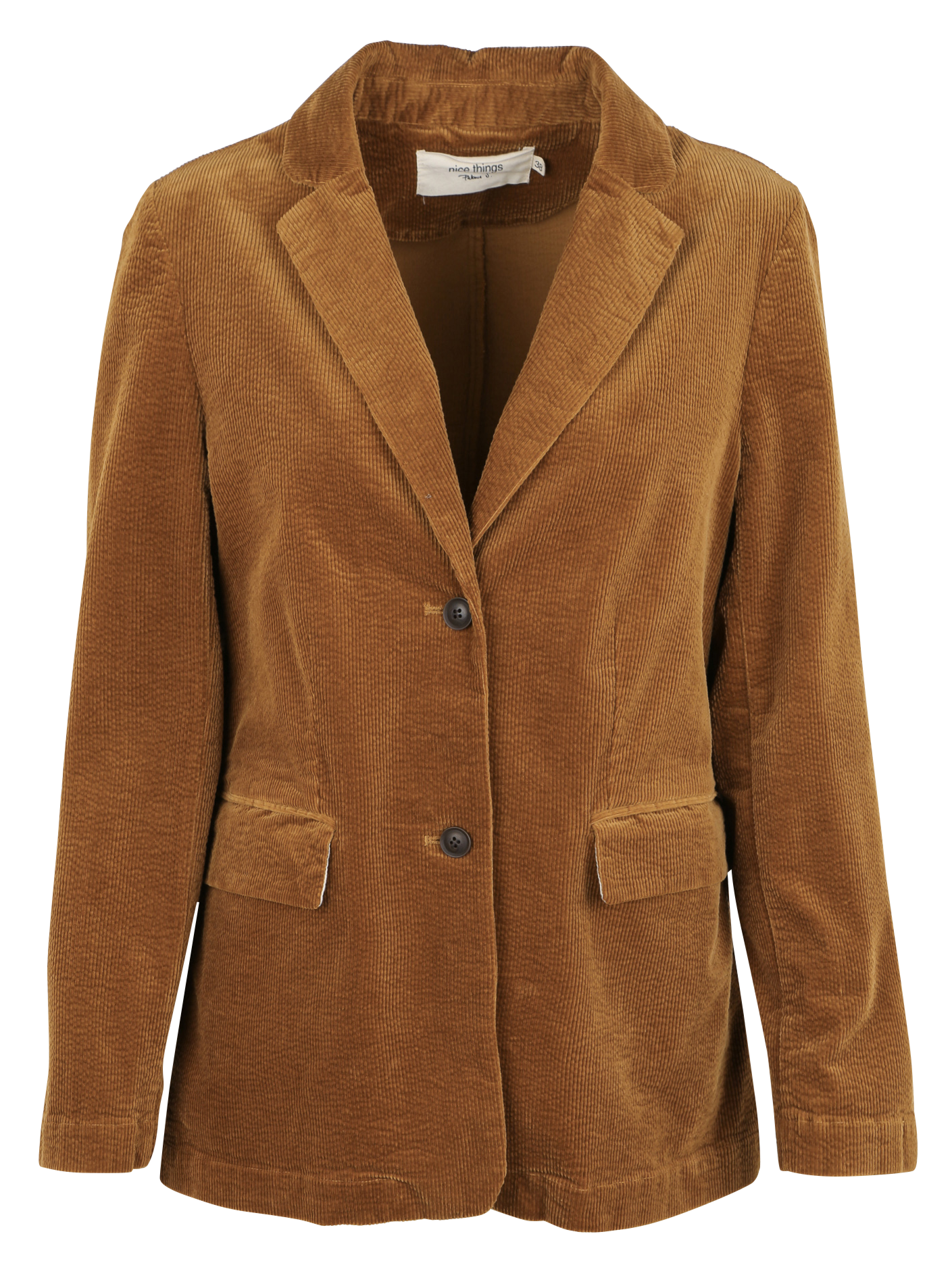 Blazer droit en coton velours| Marron
