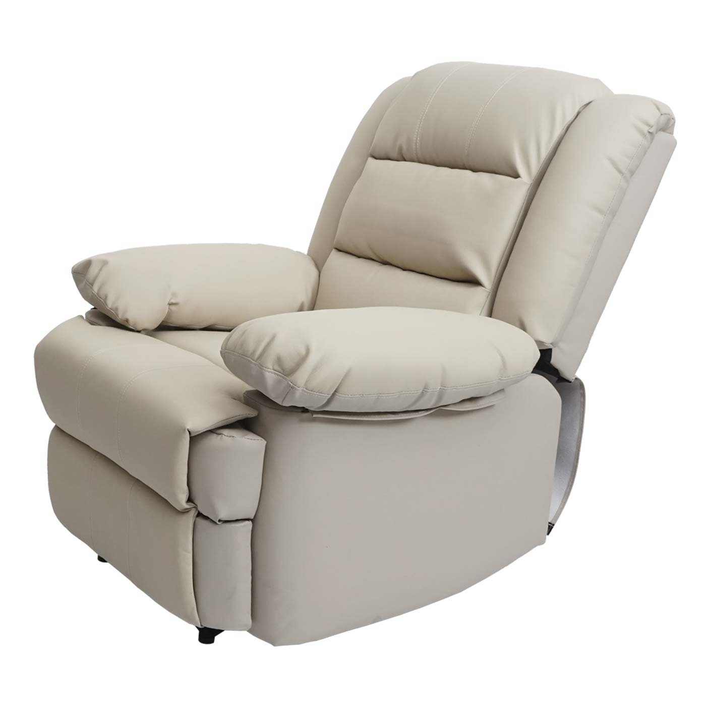 Fernsehsessel MCW-G15, Relaxsessel Liege Sessel, Leder + Kunstleder 101x87x100cm ~ creme