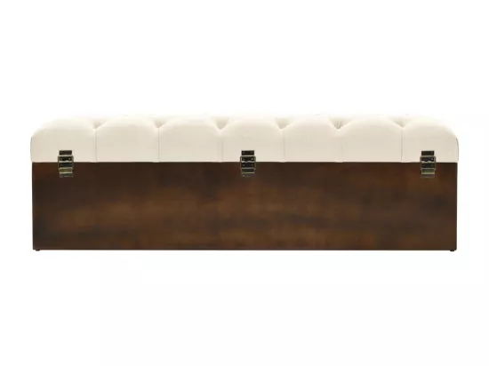 Banc de rangement 110 cm Crème Bois de sapin massif et tissu