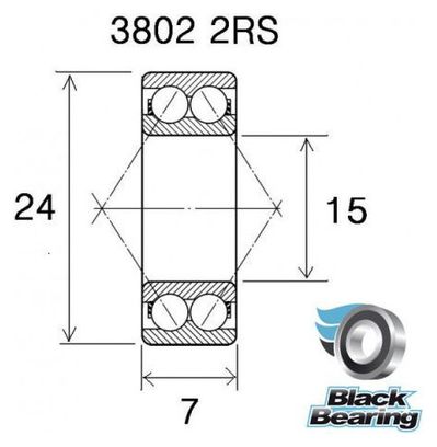 Roulement Black Bearing 3802 2RS Max 15 x 24 x 7 mm
