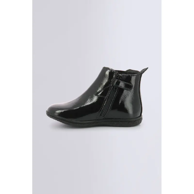VERMILLON NOIR VERNIS BOOTS Cuir Fille