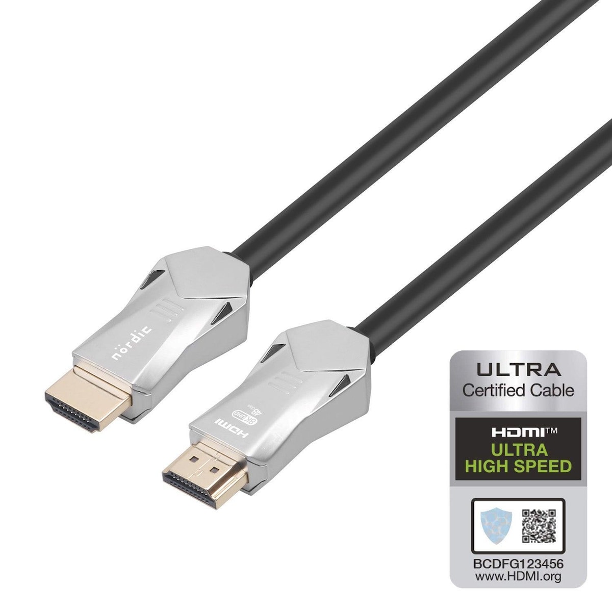 NÖRDIC-SERTIFISERT KABLER 5m Ultra High Speed ​​​​HDMI 2.1 8K 60Hz 4K 120Hz 48Gbps Dynamic HDR eARC VRR gullbelagte kontakter