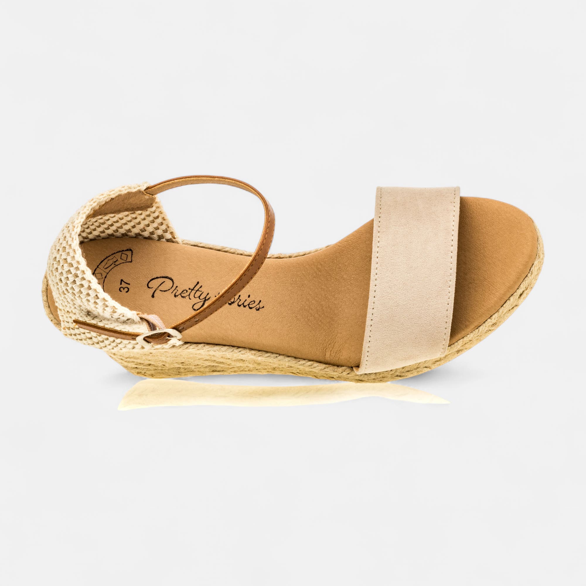 Espadrilles à talon compensé Femme beige