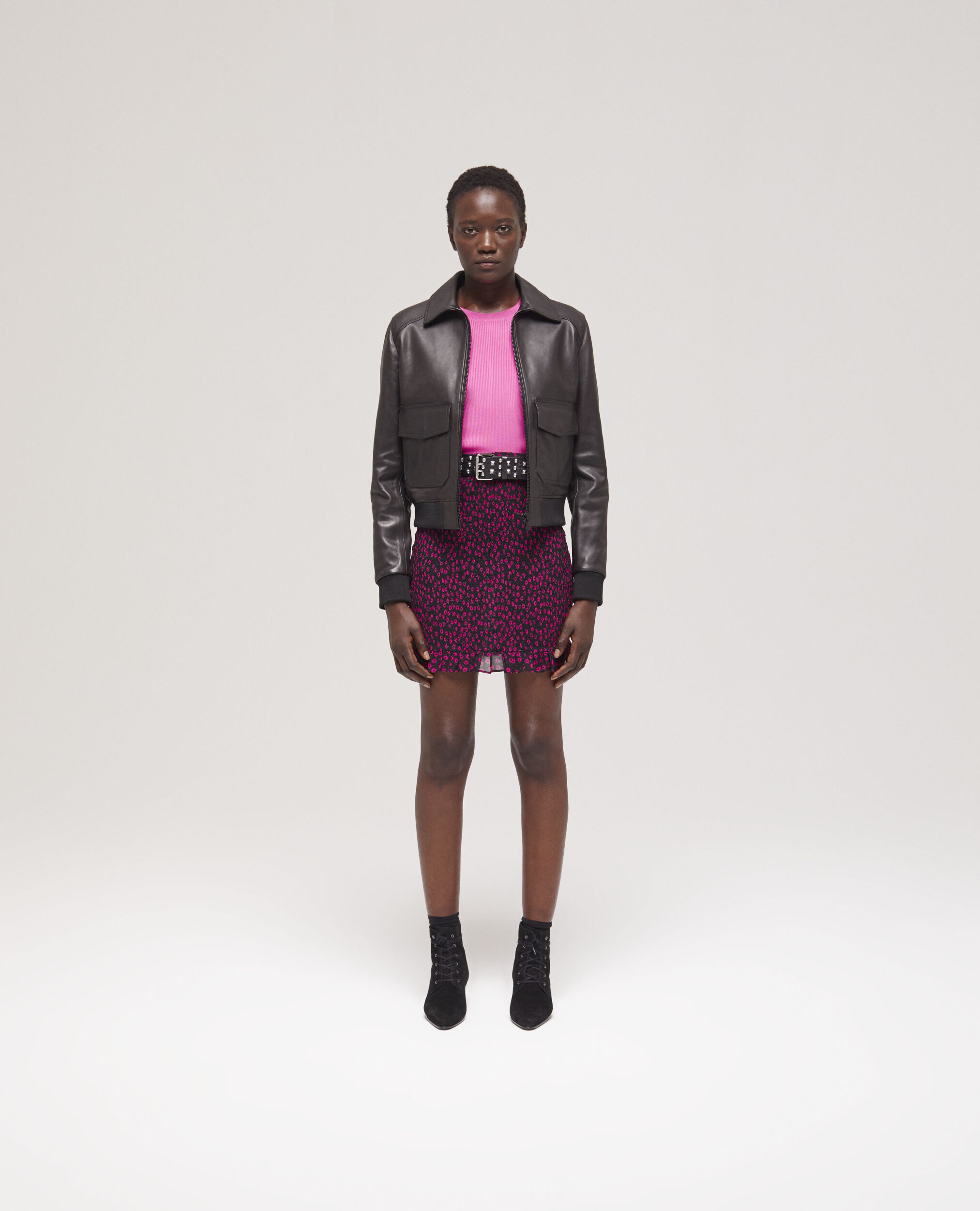 Veste en cuir noir