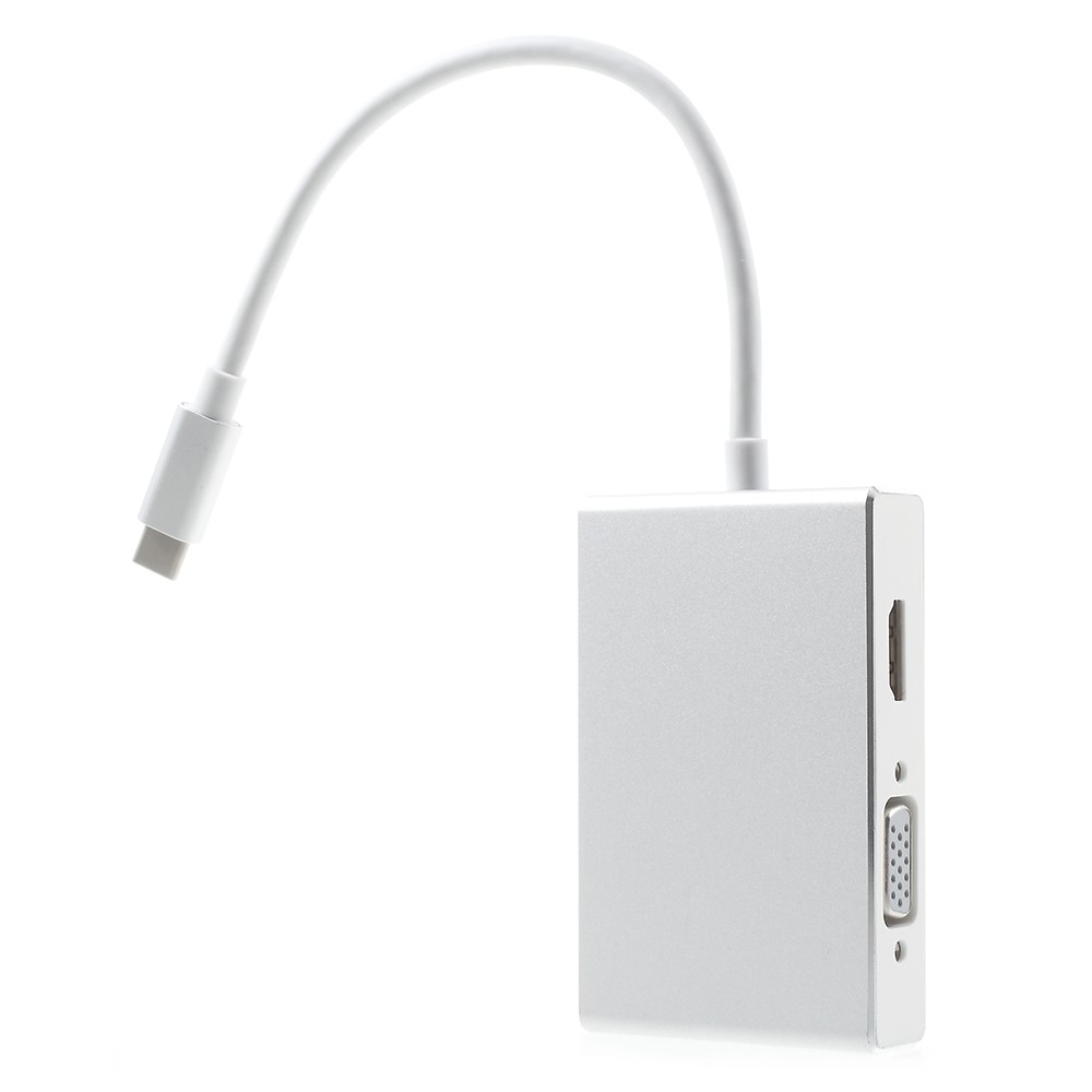USB C Multiport Adapter mit VGA / HDMI / DVI / USB 3.0 - Silber