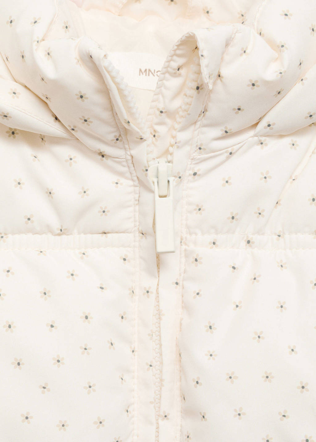 Mango Kids gebloemde gewatteerde winterjas offwhite/beige