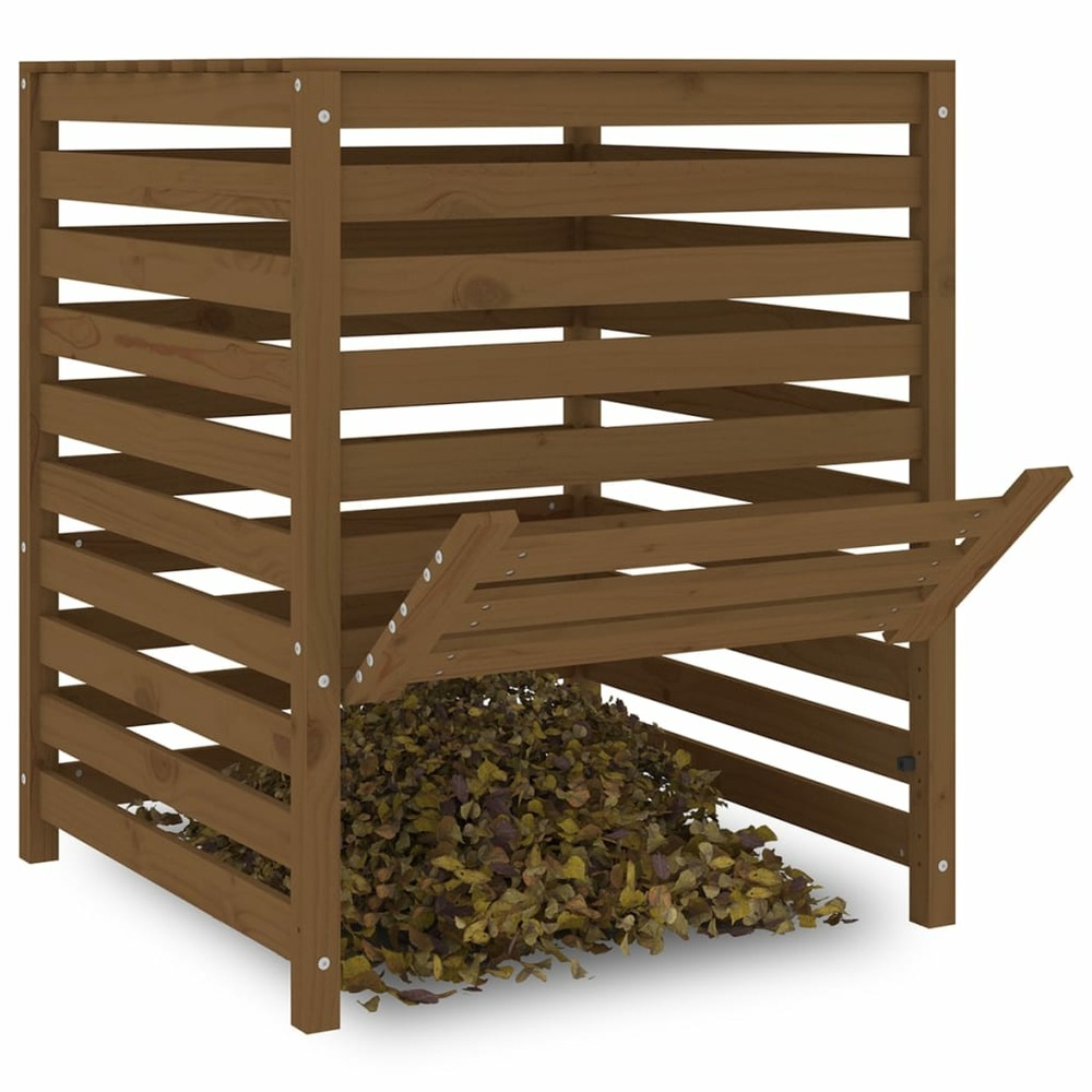 Composteur marron miel 82,5x82,5x99,5 cm bois massif de pin