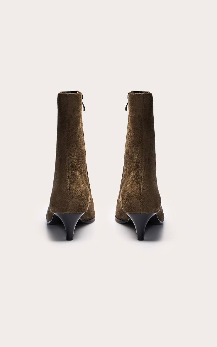 Vert Olive Bottine À Talon Chaton En Synthétique