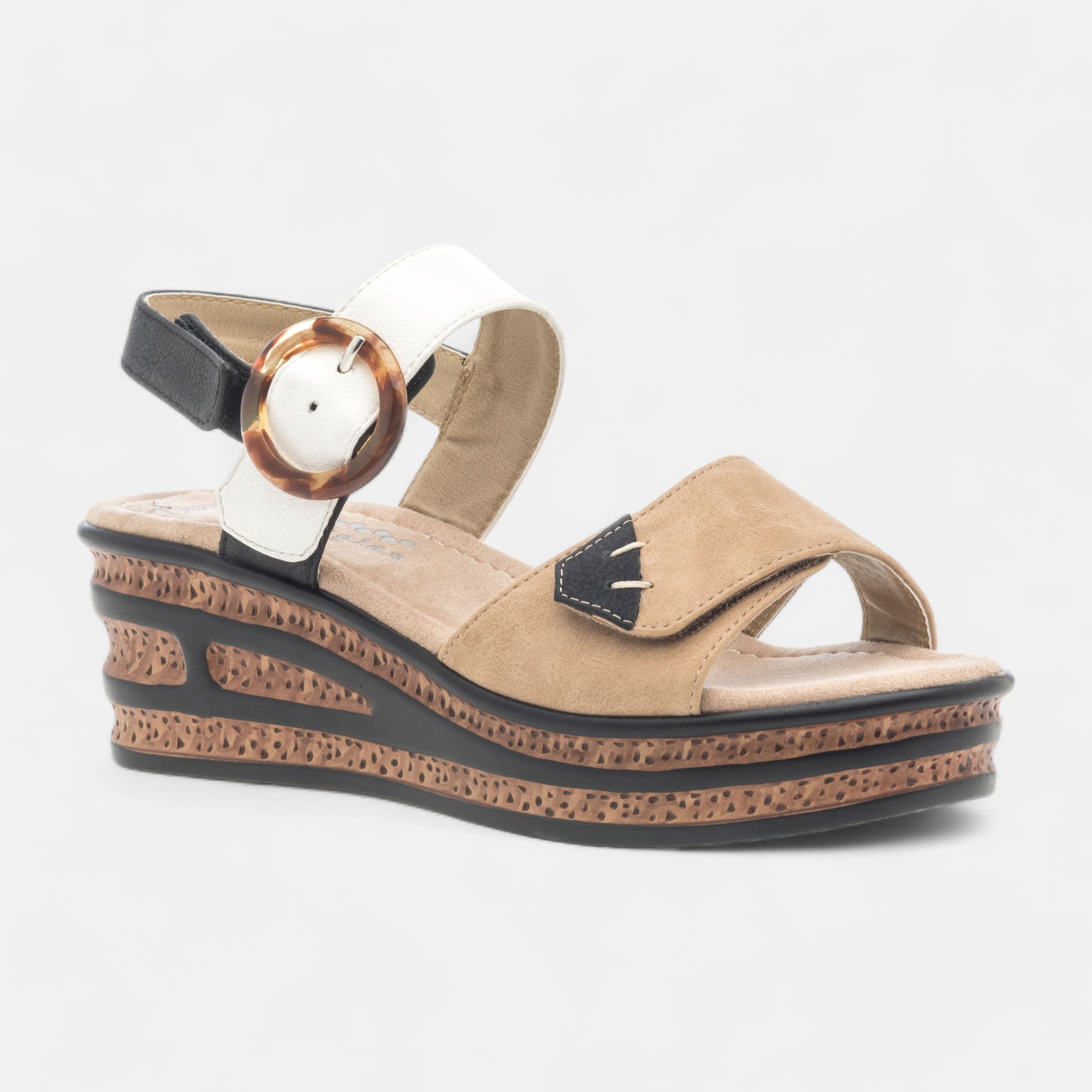 Sandales à talon compensé Femme beige