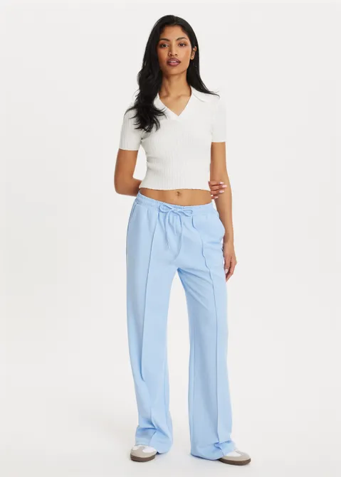 Wijde broek met pintuck blauw (BLW.L)
