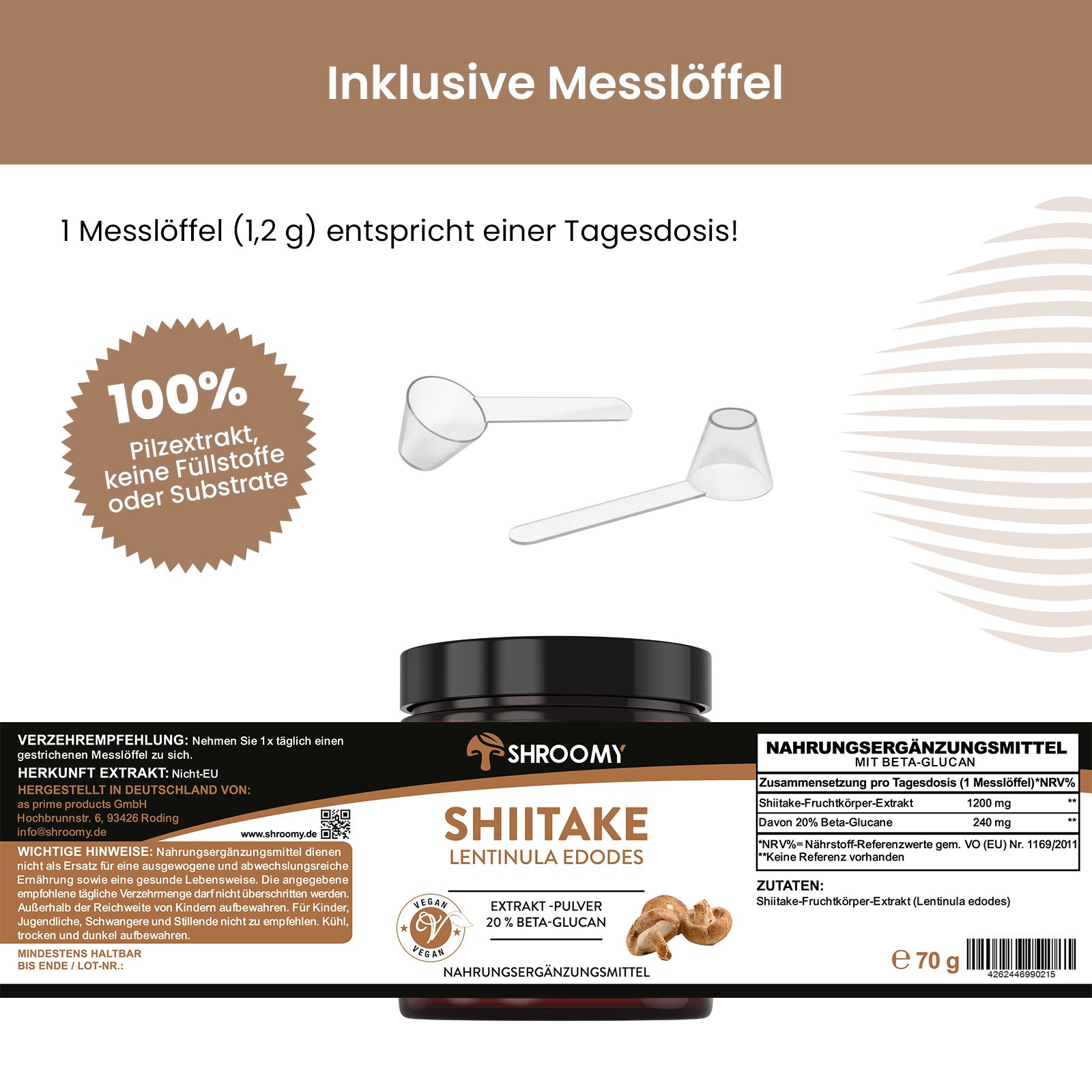 SHROOMY Shiitake Extrakt Pulver