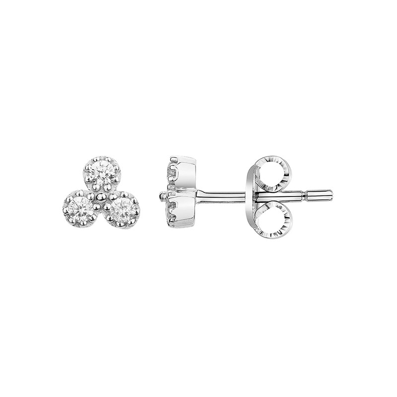 Boucles d'oreilles puces en Argent avec oxyde de zirconium blanc