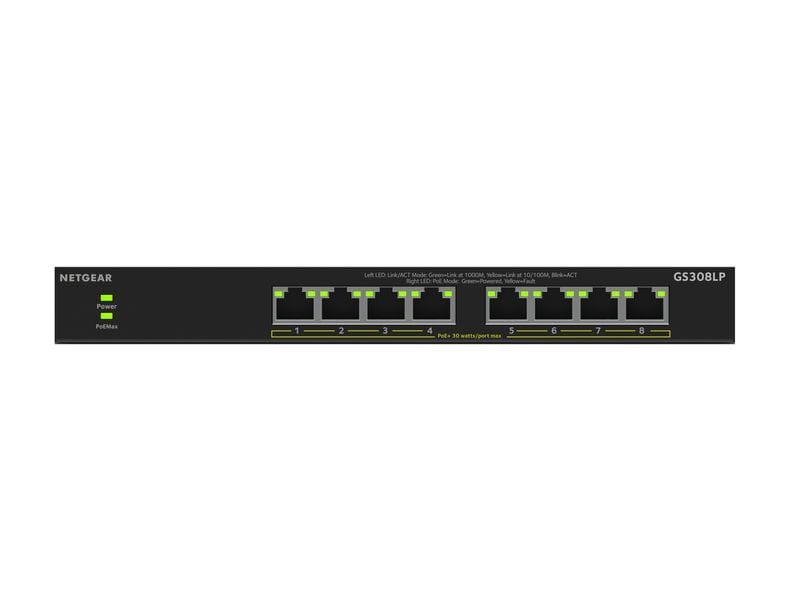 Netgear PoE  Switch GS308LP 8 Port Netgear 8-Port Gigabit Ethernet PoE  Unmanaged Switch (60W) (GS308LP)