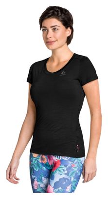 Maillot Manches Courtes Odlo Merino 130 Noir Femme