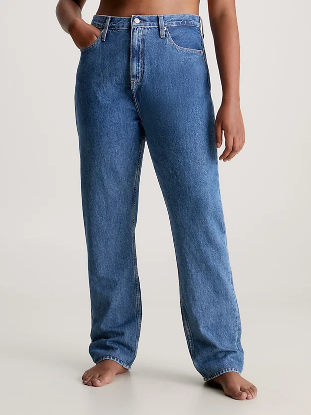 Calça jeans reta de cintura alta