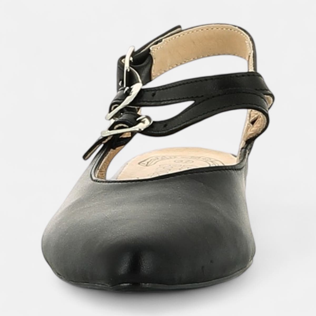 Escarpins avec bride arrière Femme en cuir noir