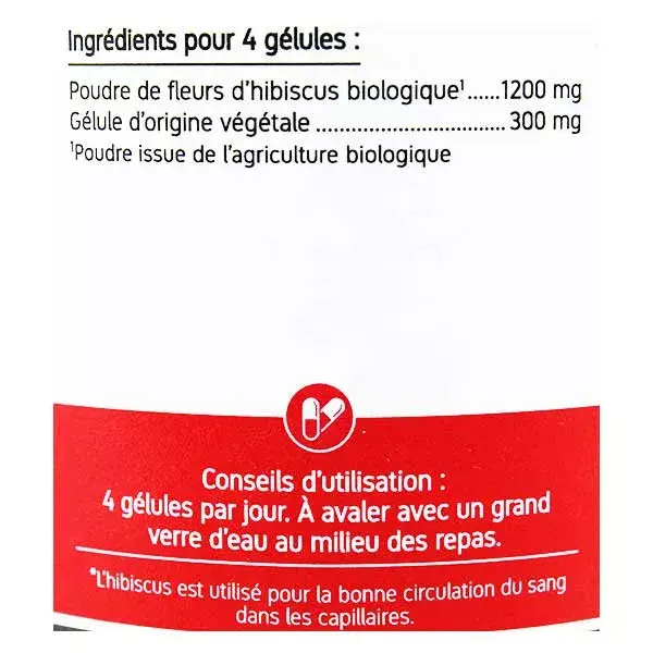 Cápsulas vegetais de hibisco orgânico ecológico Nat & Form, 200 unidades.