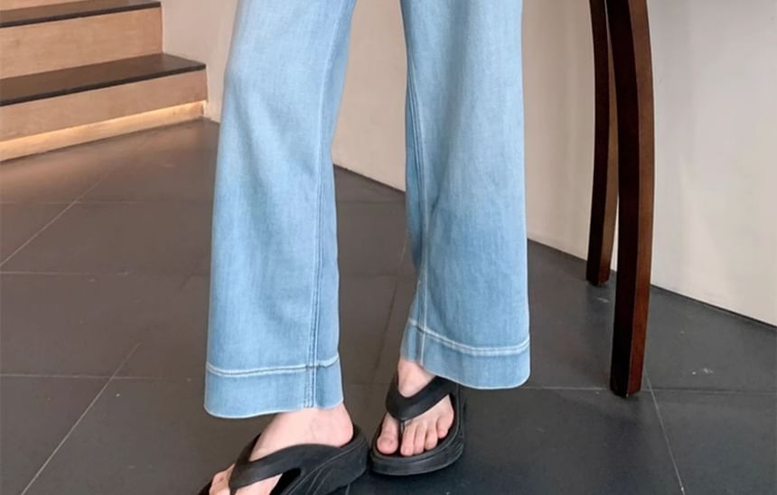 Wisjam - High Rise Washed Cropped Wide Leg Jeans