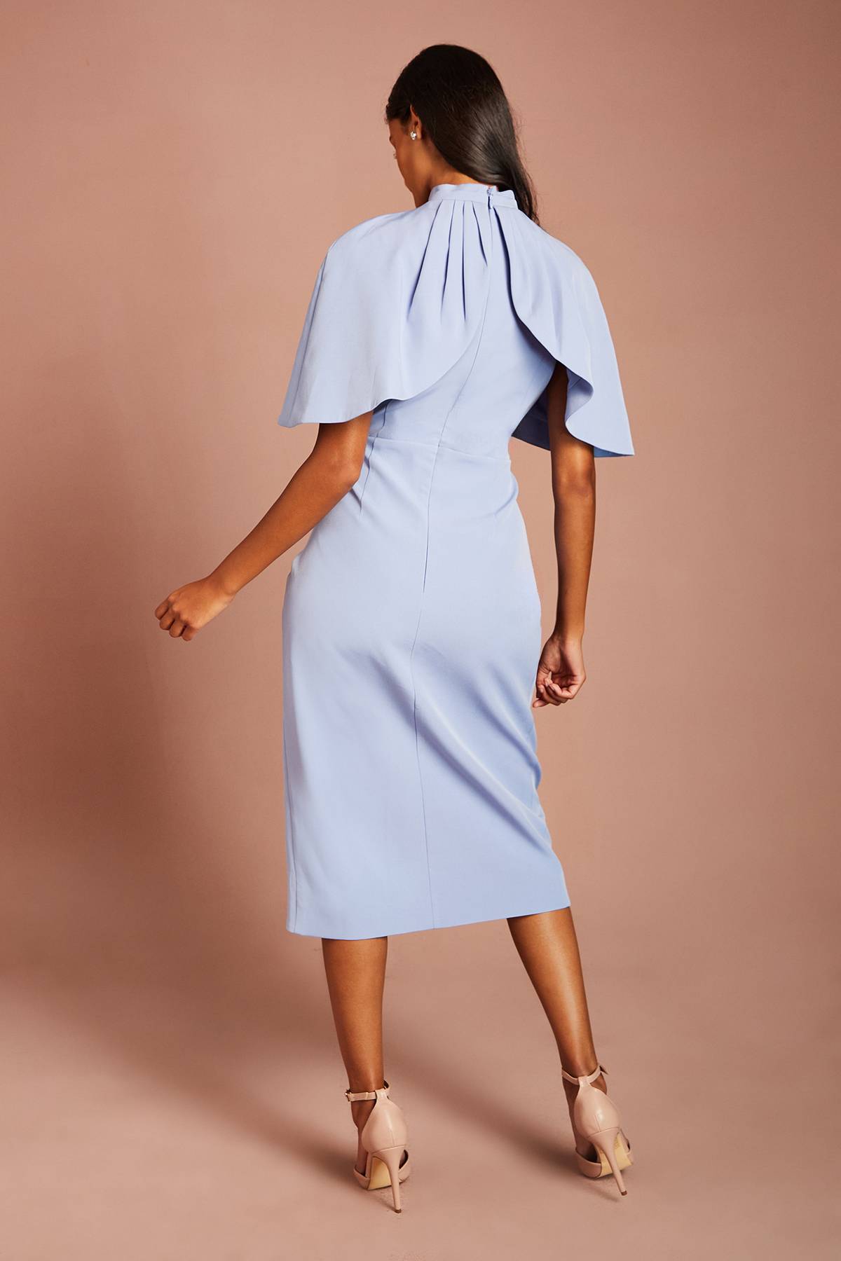 Coast Robe Midi Petite À Manches Cape Et Jupe Portefeuille