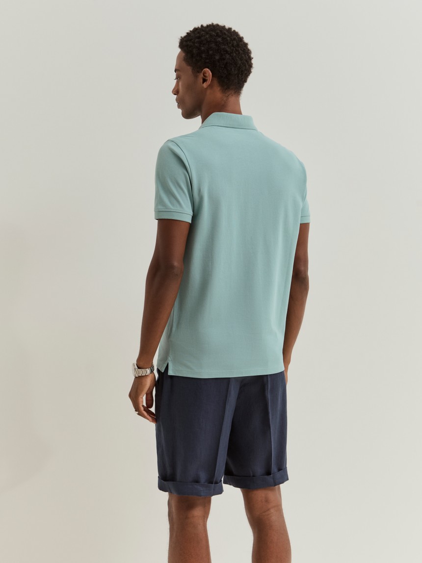 Polo piqué slim fit garment dye