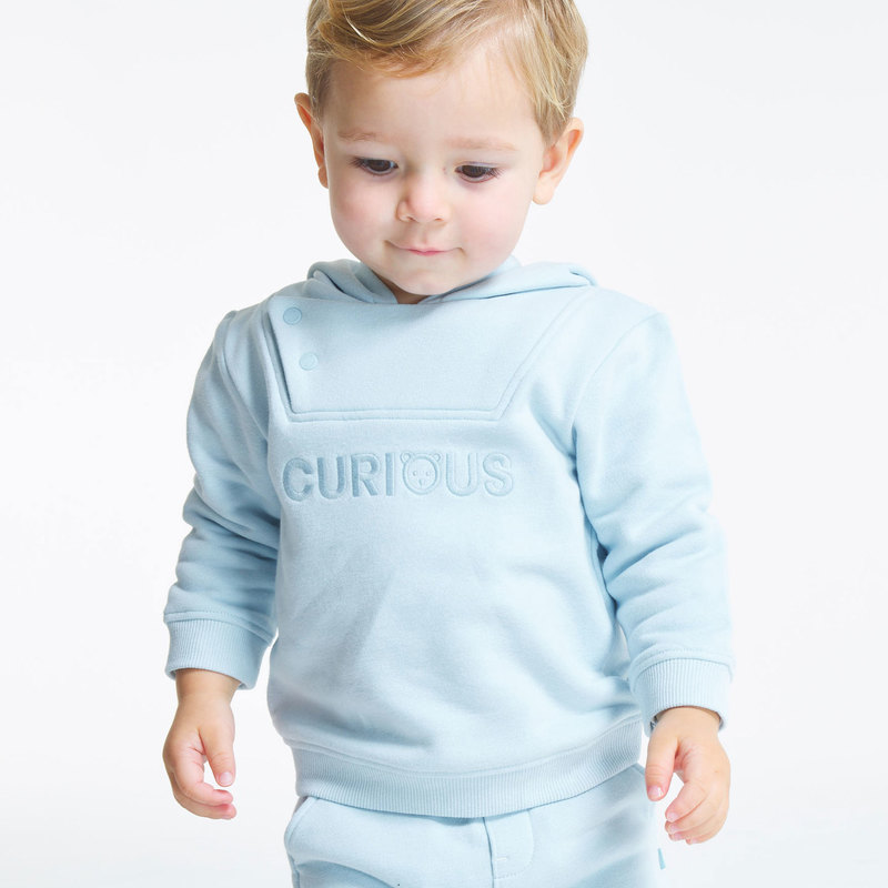 Sweat molleton à capuche bleu bébé garçon