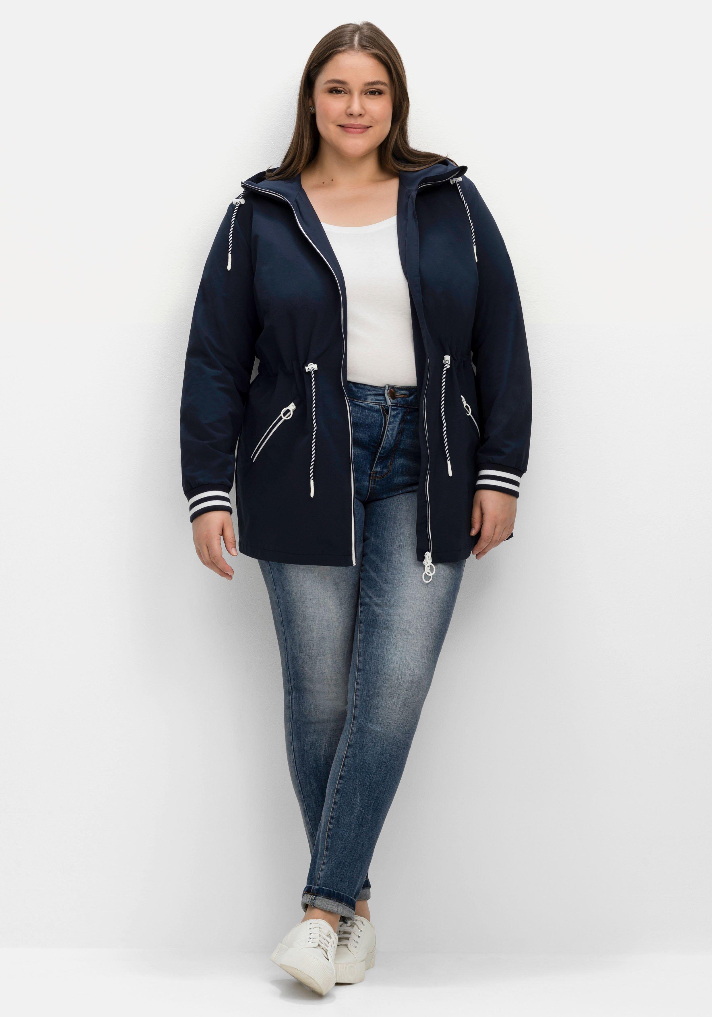 Kapuzenparka mit Kontrastdetails und Taillen-Tunnelzug