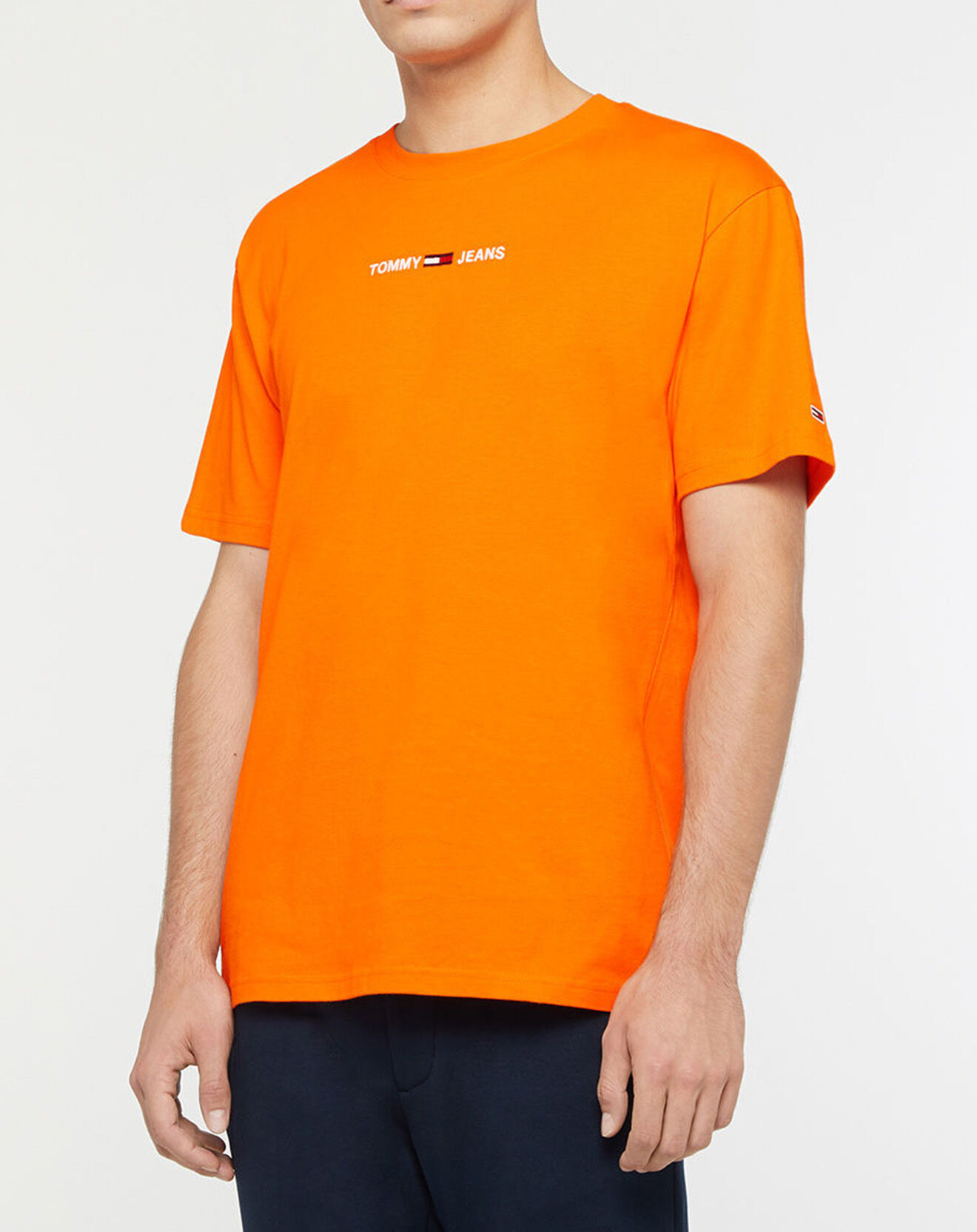 Tommy Jeans T-Shirt 100% Coton Bio Linear Logo orange