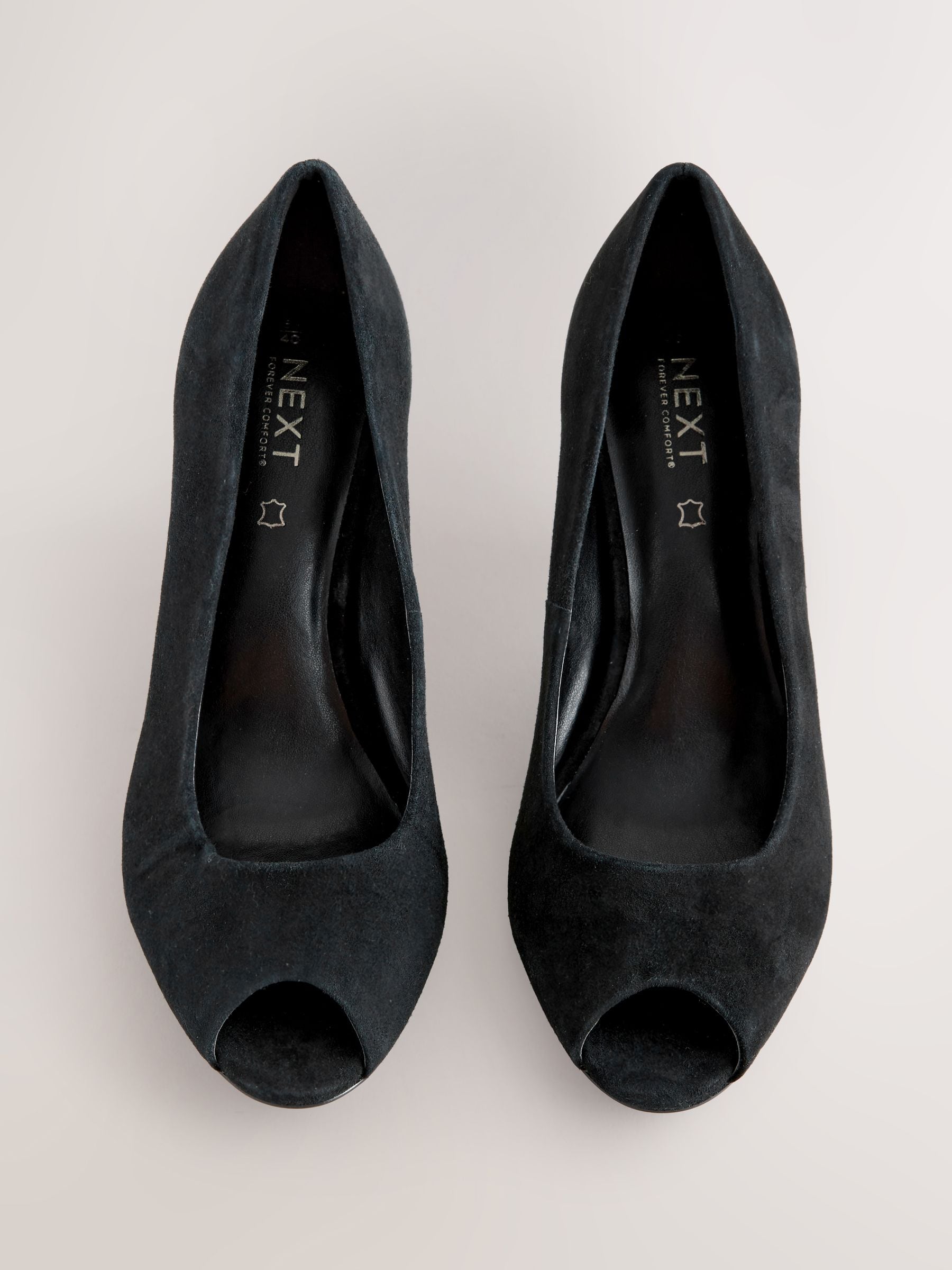 Zwart suède - Premium Leather Peep Toe Heels