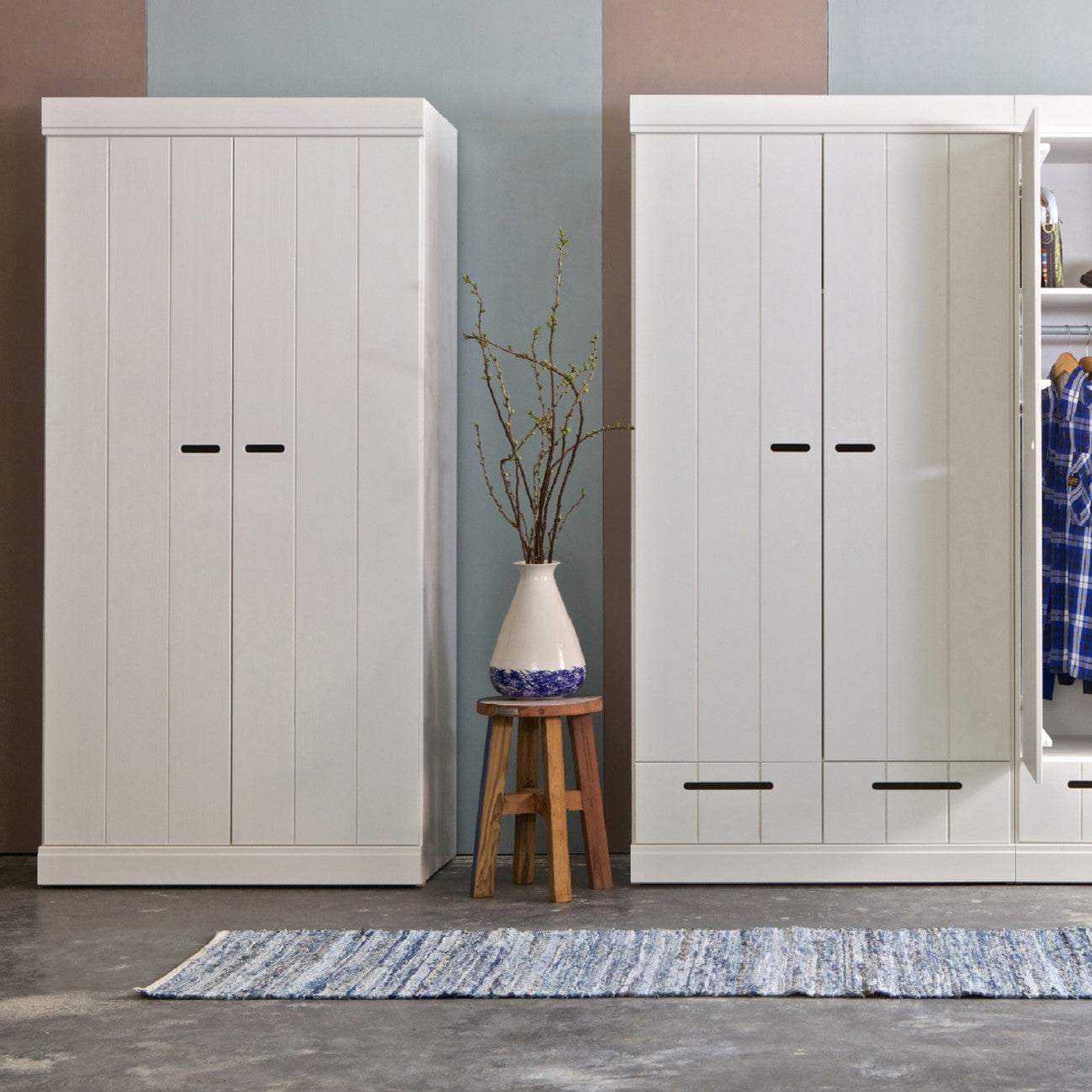 WOOOD Connect Kledingkast H 195 x B 94 x D 53 cm - Lades, Plank en Roede - Wit
