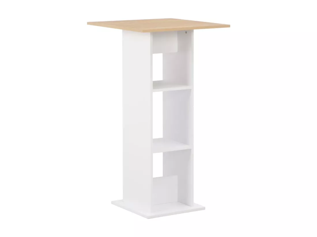 Table de bar Blanc et chêne Sonoma 60x60x110 cm
