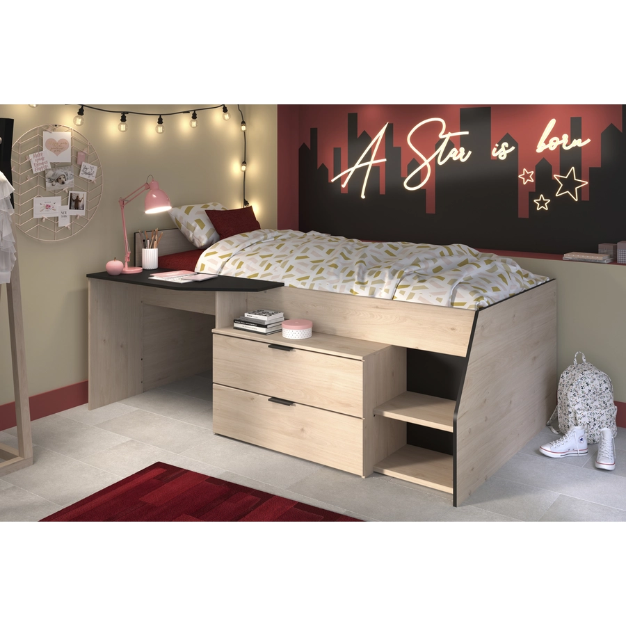 Parisot Multifunktions Hochbett Milky 2 Industrial Style  Eiche Jackson Eiche Jackson