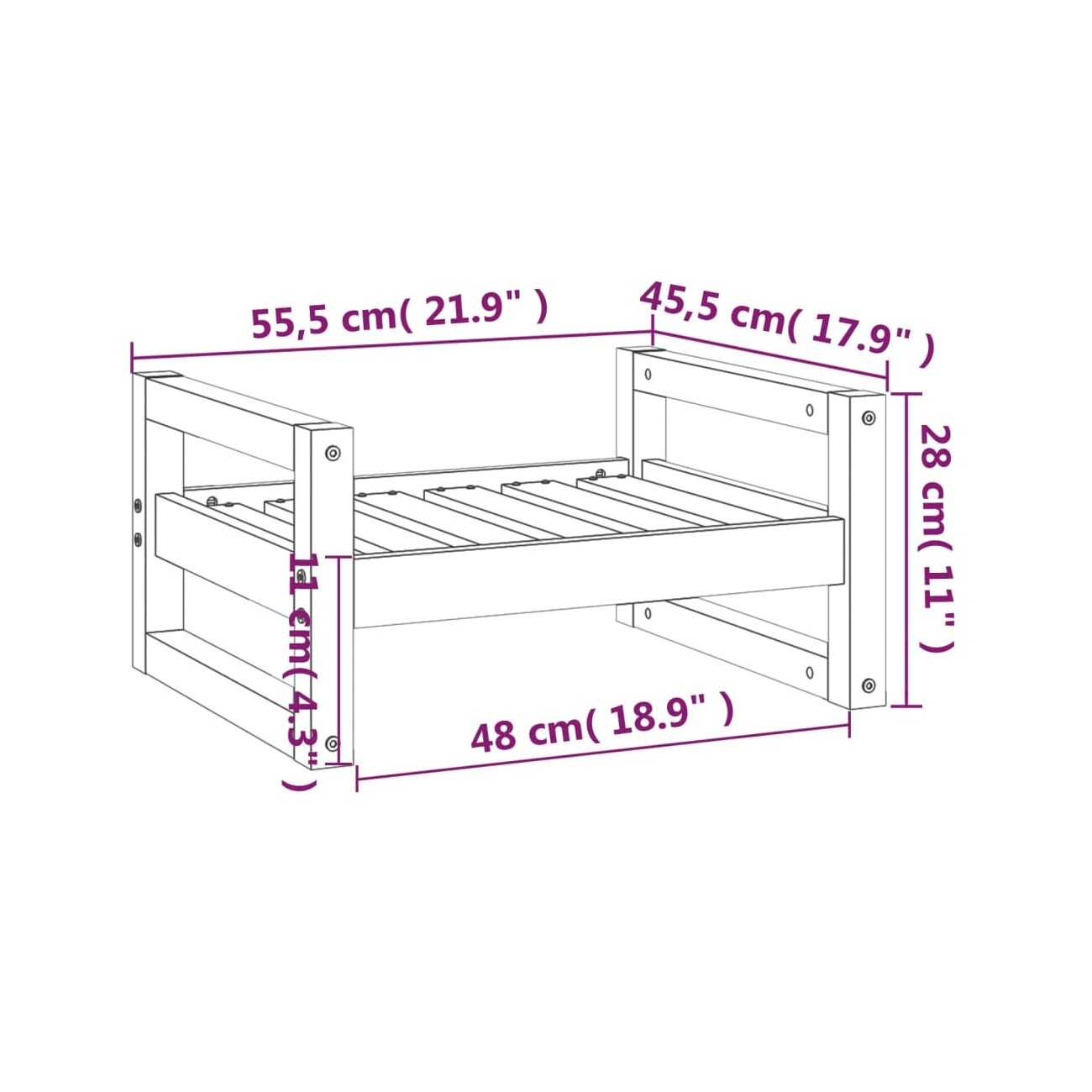 VidaXL Hundebett S (55,5x45,5x28 cm) aus Kiefernholz braun