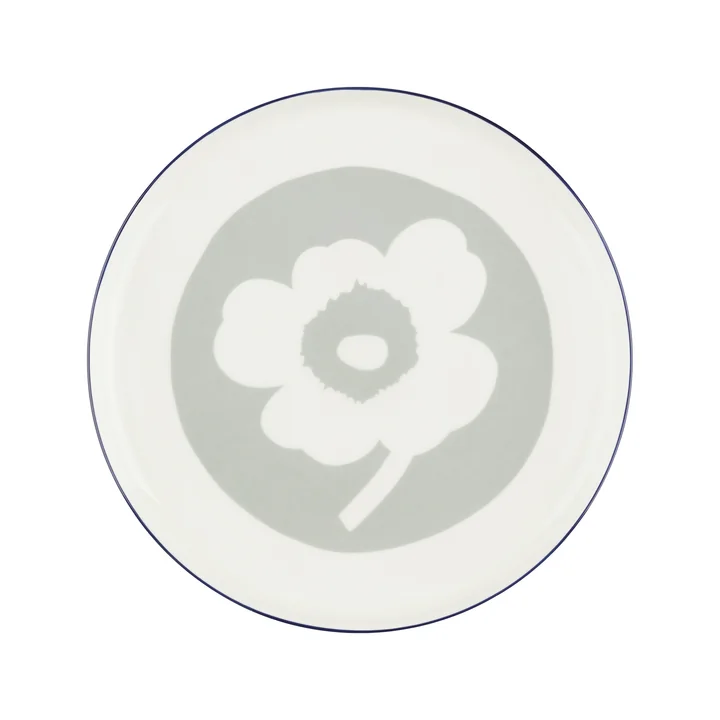 Marimekko - Oiva Unikko Teller, Ø 25 cm, weiss / hellgrau / cobalt