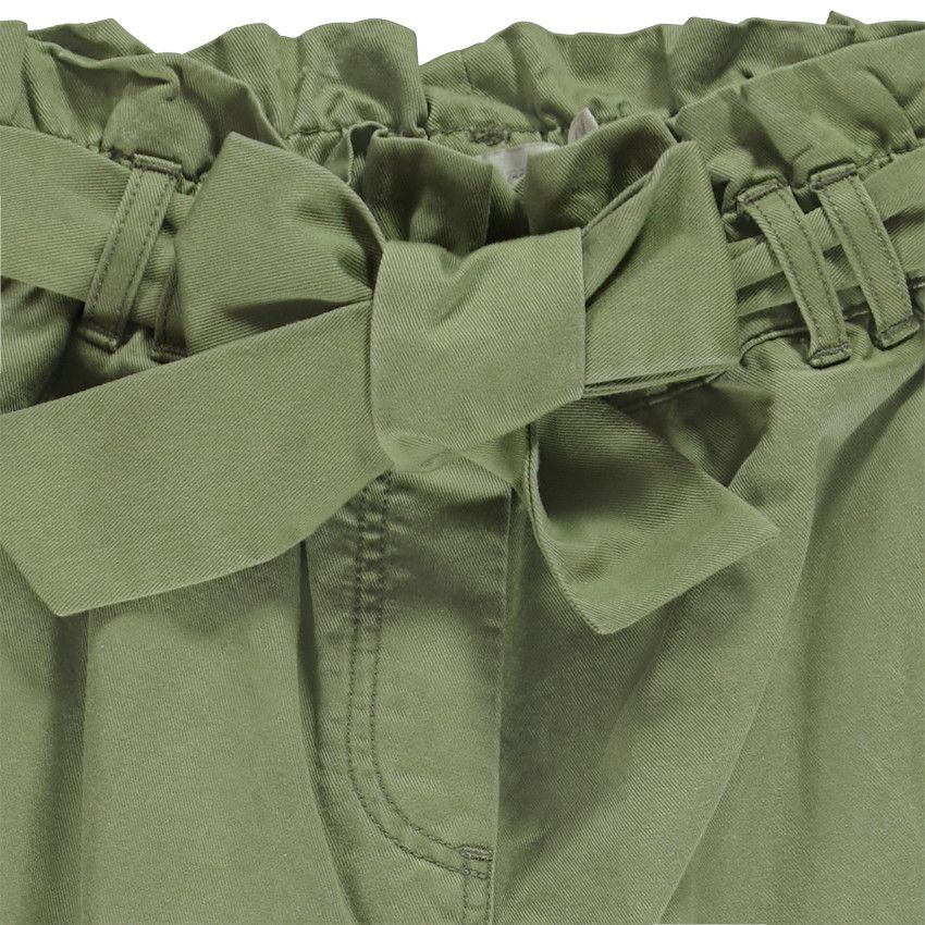 Pantalon paperbag avec ceinture à nouer pour fille - Vert