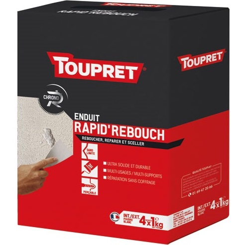 Enduit rebouchage rapide intérieur-extérieur poudre 4kg blc