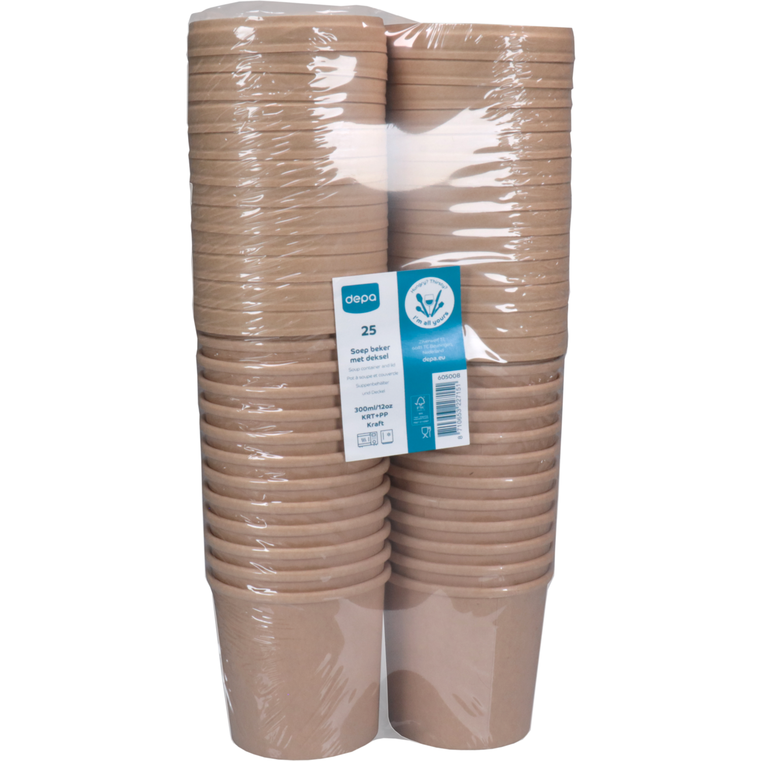 Depa, Soepbeker, incl. deksel, Karton + PP, 300ml, 12oz, 86mm, bruin