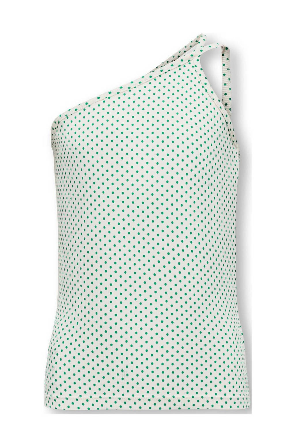 ONLY one shoulder top KOGVIOLA met stippen wit/groen