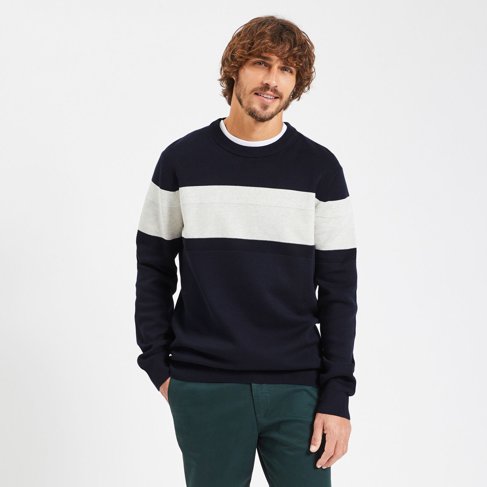 Pull colorblock 'le parfait by JULES' Bleu moyen